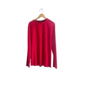 Nautica Men’s Long Sleeve Logo Shirt Red Size XL Crew Neck Preppy Golf